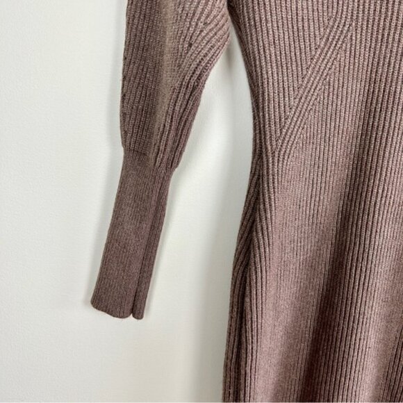 ASTR Plunge V-neck Long Sleeve Sweater Dress In Mocha - Picture 5 of 7